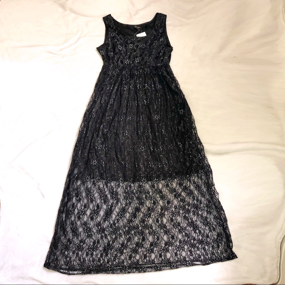 Black Lace Maternity Maxi Dress